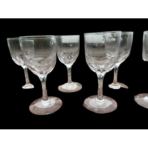 17 - A SET OF 8 ANTIQUE CUT GLASS SHERRY GLASS