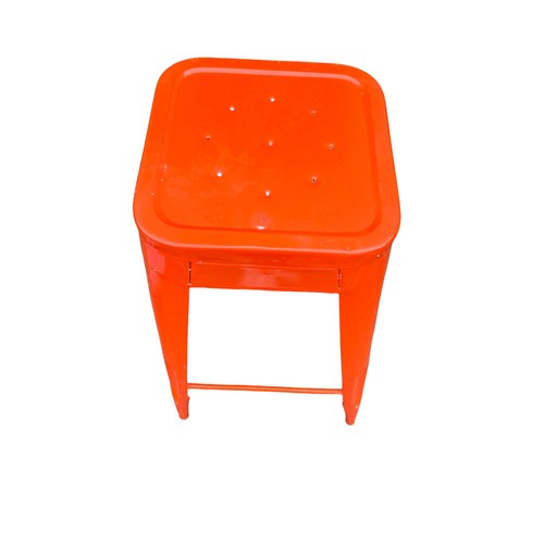 4 - A NEW ORANGE METAL HIGH STOOL