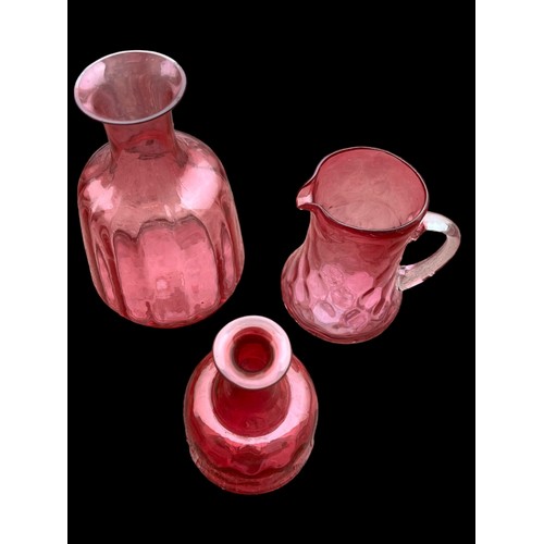 34 - 3 PIECE LOT OF QUALITY ANTIQUE RUBY GLASS