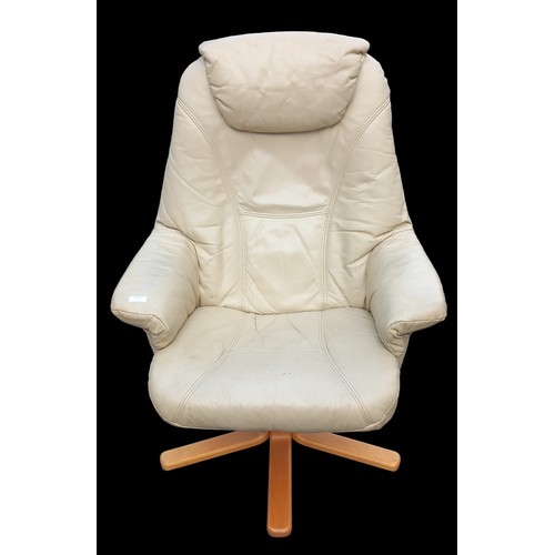 58 - CREAM LEATHER SWIVEL CHAIR