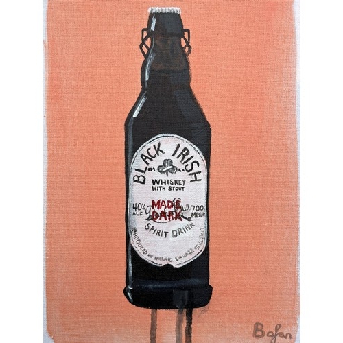 73 - BLACK IRISH STOUT A PAINTING BY KEIFER 17.5X14.5