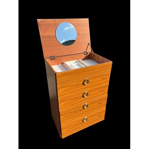 72 - QTY OF RETRO CHEST OF DRAWERS TO INCLUDE A LIFT LID DRESSING CHEST WITH MIRROR