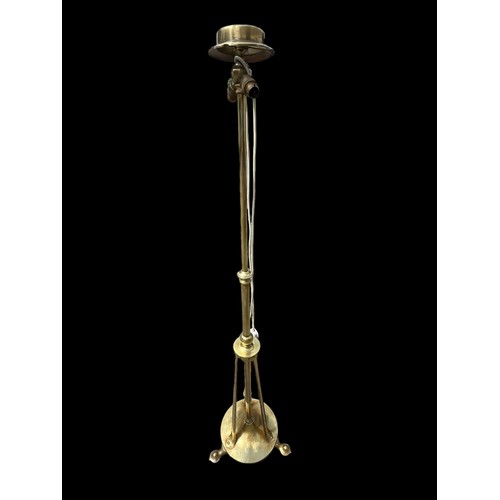 102 - A HEAVY BRASS ART NOVEAU STANDARD LAMP WITH TWIN BULB FITTING