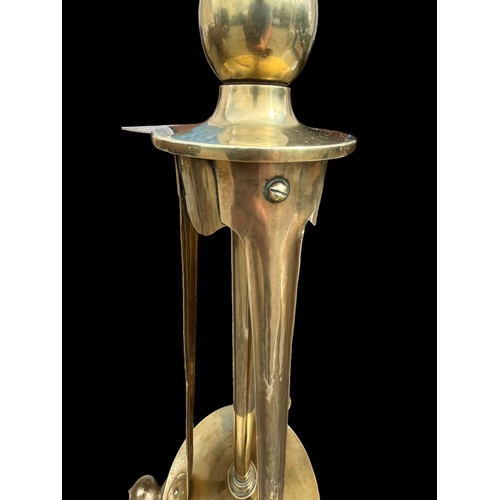 102 - A HEAVY BRASS ART NOVEAU STANDARD LAMP WITH TWIN BULB FITTING