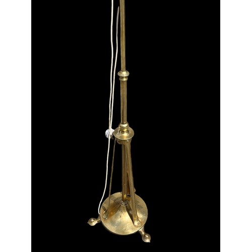 102 - A HEAVY BRASS ART NOVEAU STANDARD LAMP WITH TWIN BULB FITTING