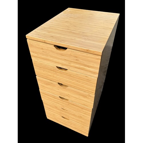 109 - OAK WORK STATION SHELVING WITH 6 DRAWER CHEST