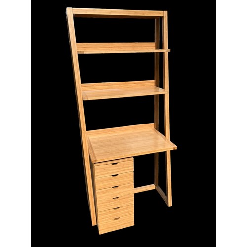 109 - OAK WORK STATION SHELVING WITH 6 DRAWER CHEST