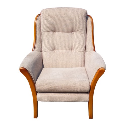 181 - SHAPED MAHOGANY FRAMED ARMCHAIR