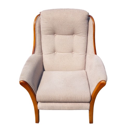 181 - SHAPED MAHOGANY FRAMED ARMCHAIR