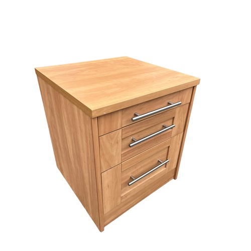 184 - A HEAVY BEECH 3 DRAWER BEDSIDE CHEST