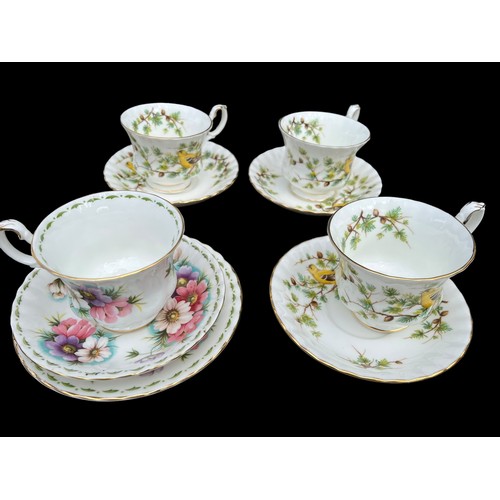 188 - 3 TRIO OF ROYAL ALBERT MONTHS (2 OCT AND 1 JULY) AND 6 PIECE WOODLAND SERIS BY ROYAL ALBERT