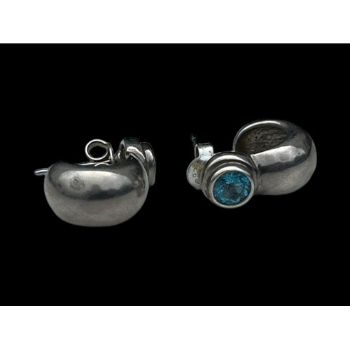 209 - A PAIR OF LARGE AQUAMARINE SILVER EARRINGS