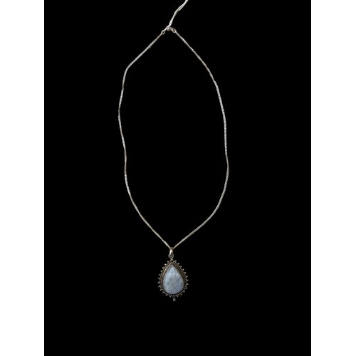 214 - SILVER AND OPAL PENDANT ON SILVER CHAIN