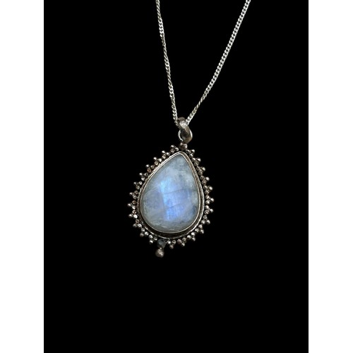 214 - SILVER AND OPAL PENDANT ON SILVER CHAIN