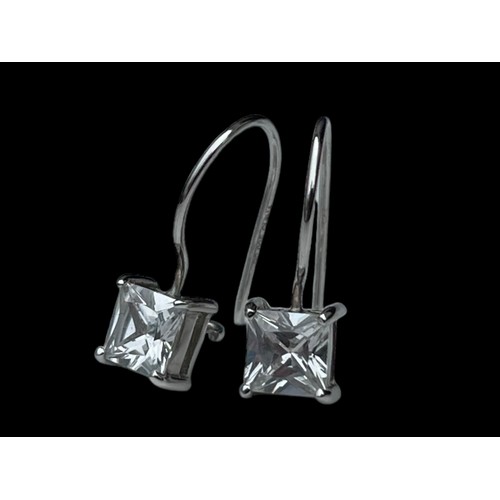 223 - A PAIR OF SQUARE CUT DROP EARRINGS