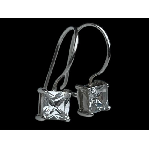 223 - A PAIR OF SQUARE CUT DROP EARRINGS