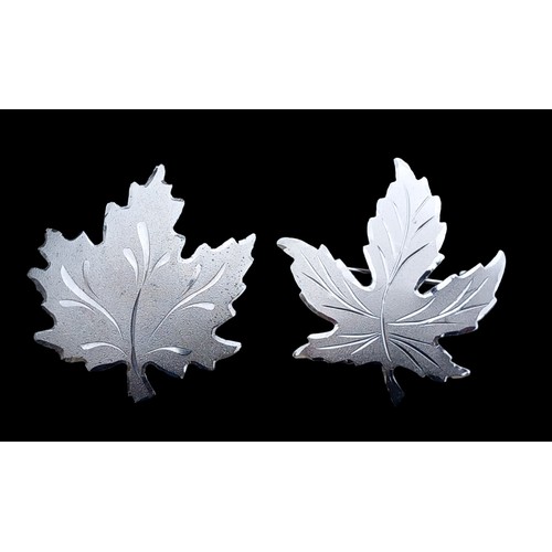 281 - 2 SILVER MAPLE LEAF BROOCHES