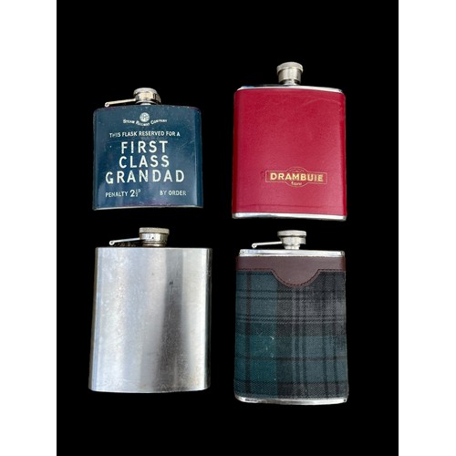 317 - A LOT OF 4 MIXED HIP FLASKS