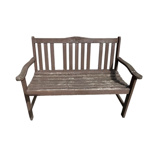 341 - A WOODEN GARDEN BENCH