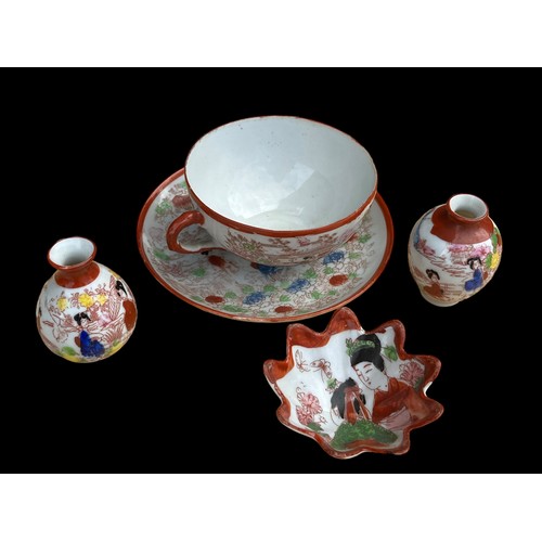 365 - 5 PIECES OF ORIENTAL HANDPAINTED ITEMS