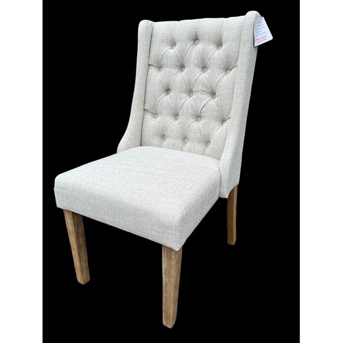 367 - A NEW LINEN EFFECT DEEP BUTTON BACK CHAIR