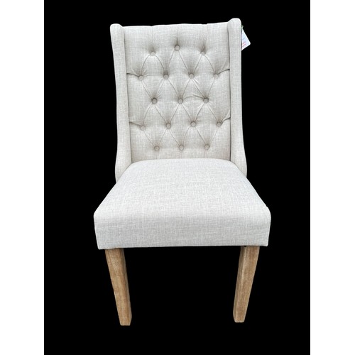 367 - A NEW LINEN EFFECT DEEP BUTTON BACK CHAIR