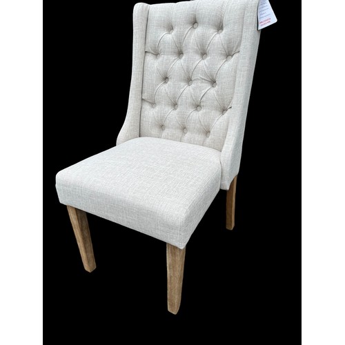 367 - A NEW LINEN EFFECT DEEP BUTTON BACK CHAIR