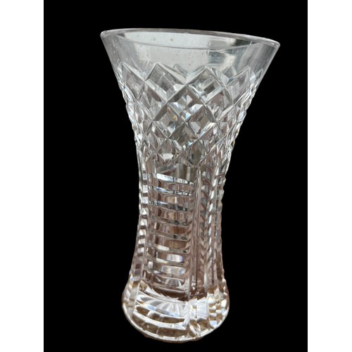 376 - A SMALL WATERFORD CRYSTAL VASE AND 2 OTHER