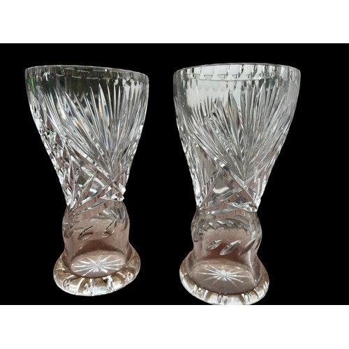 376 - A SMALL WATERFORD CRYSTAL VASE AND 2 OTHER