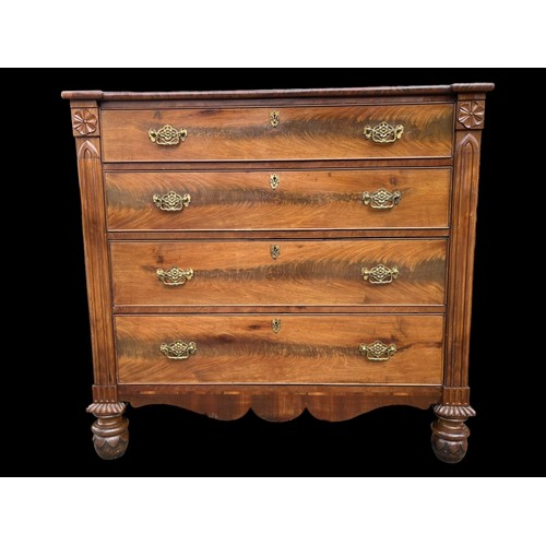 389 - A STUNNING QUALITY WILLIAM IV CHEST OF DRAWERS ON TURNED FOOT **