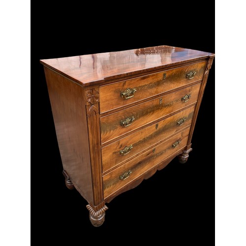 389 - A STUNNING QUALITY WILLIAM IV CHEST OF DRAWERS ON TURNED FOOT **