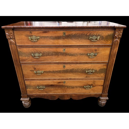 389 - A STUNNING QUALITY WILLIAM IV CHEST OF DRAWERS ON TURNED FOOT **