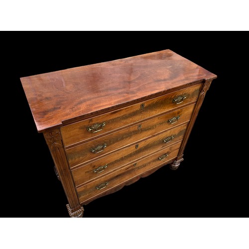 389 - A STUNNING QUALITY WILLIAM IV CHEST OF DRAWERS ON TURNED FOOT **