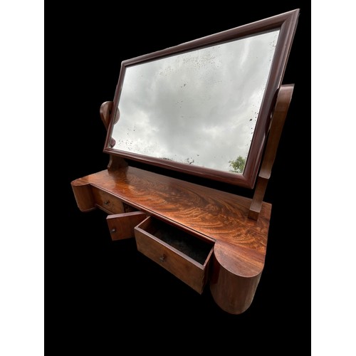 390 - A GEORGIAN DRESSING MIRROR WITH 2 DRAWERS AND MIDDLE COMPARTMENT