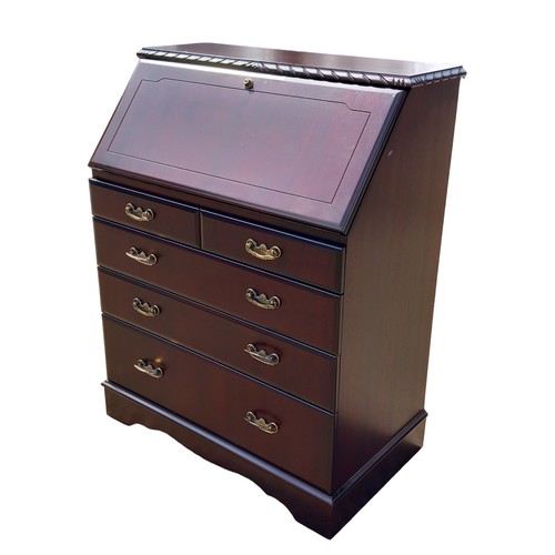 396 - A SOLID MAHOGANY WRITING BUREAU **