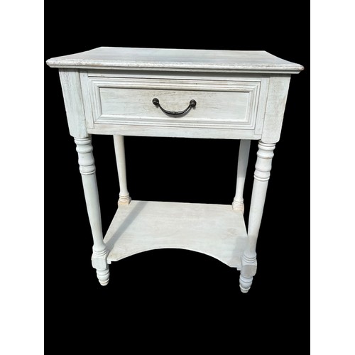 397 - A CREAM SINGLE DRAWERED HALL TABLE **