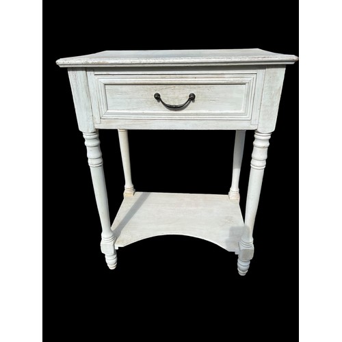 397 - A CREAM SINGLE DRAWERED HALL TABLE **