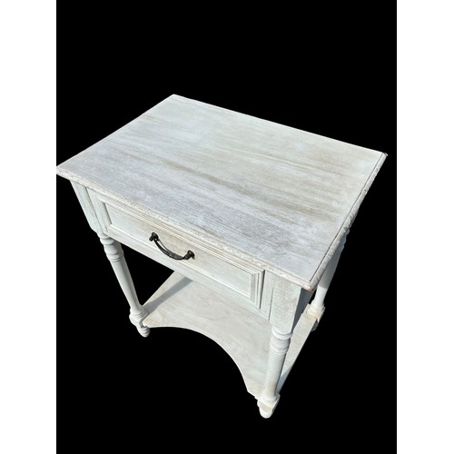 397 - A CREAM SINGLE DRAWERED HALL TABLE **