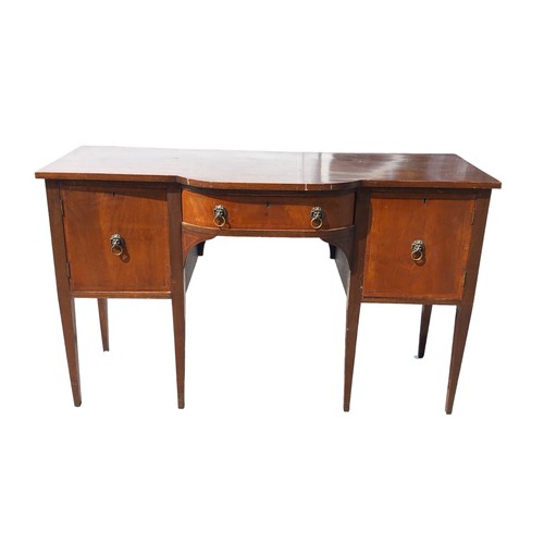 403 - AN ANITQUE MAHOGANY SIDEBOARD WITH BRASS LION HEAD HANDLES MEASURES 58 x 23 x 35.5