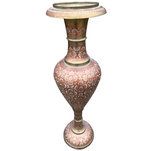 432 - A TALL BRASS VASE **