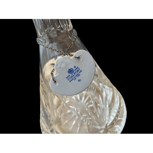 445 - A TYRONE CRYSTAL DECANTER COMPLETE WITH STOPPER AND AN ANYSLEY PORCELAIN SHERRY LABEL