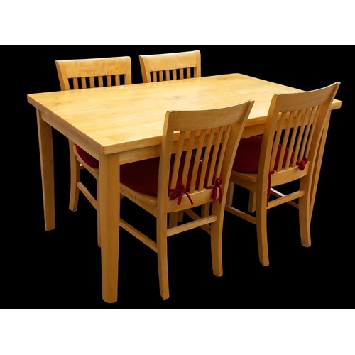 452 - A BEECH TABLE & 4 MATCHING CHAIRS