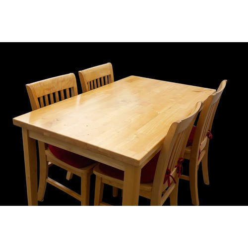 452 - A BEECH TABLE & 4 MATCHING CHAIRS