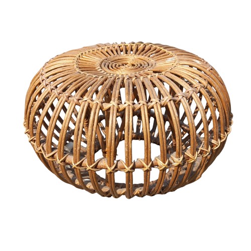 460 - AN ITALIAN RETRO LOBSTER POT WICKER STOOL POSSIBLY FRANCO ALBINI