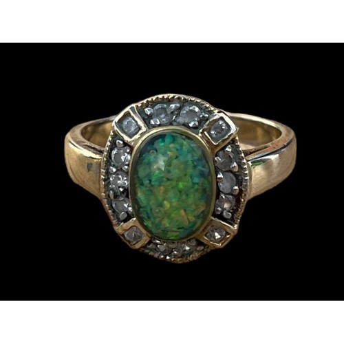 498 - AN OPAL AND WHITE SAPPHIRE RING SIZE P