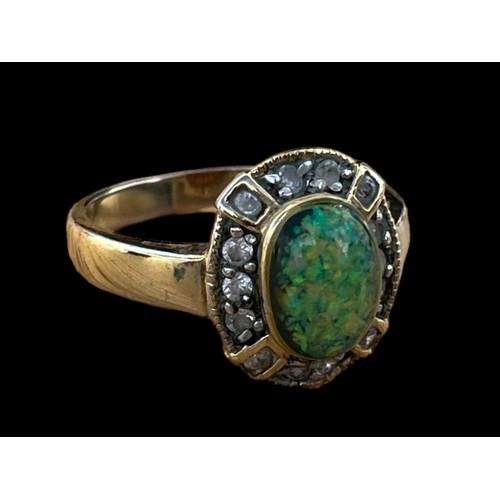 498 - AN OPAL AND WHITE SAPPHIRE RING SIZE P