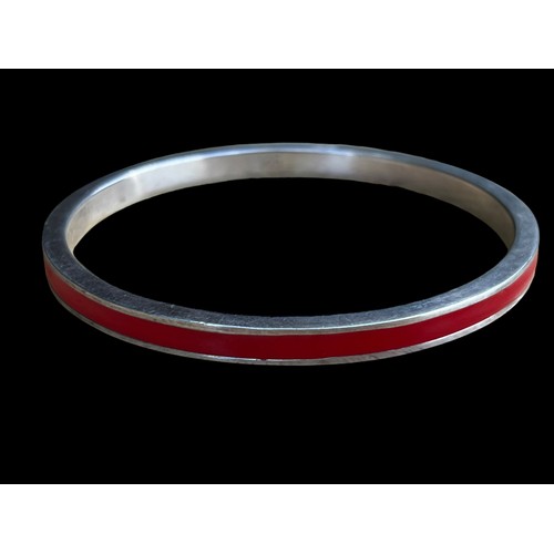 518 - A SILVER & ENAMEL BANGLE 33 GRAMS