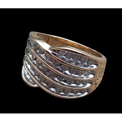 574 - A 9CT GOLD & DIAMOND RING SIZE P