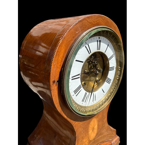 670 - A LARGE VICTORIAN INLIAD DOME HEAD MANTLE CLOCK WITH OPEN ESCAPEMENT AND BEVELLED GLASS **