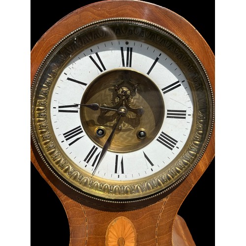 670 - A LARGE VICTORIAN INLIAD DOME HEAD MANTLE CLOCK WITH OPEN ESCAPEMENT AND BEVELLED GLASS **